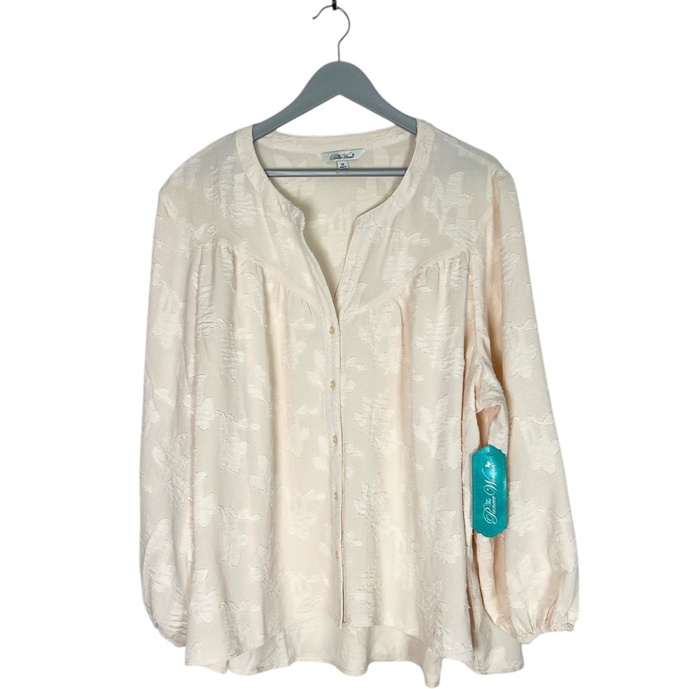 NWT Pioneer Woman 2X top blouse Ivory button front‎ Boho prairie